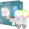 image:imageGE LED Color Changing LED Light Bulbs with Remote No App or WiFi Required A19 Bulbs CA Compliant 2 Pack
