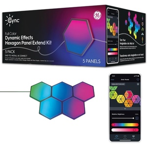 image:imageGE CYNC Dynamic Effects Indoor Hexagon LED Color Changing Lights5 Panels