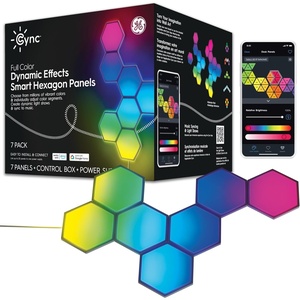 image:imageGE CYNC Dynamic Effects Indoor Hexagon LED Color Changing Lights7 Panels