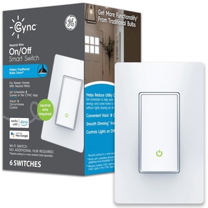 image:imageGE CYNC Smart Paddle Light Switch WiFi amp Bluetooth 1 PackPaddle 6PK