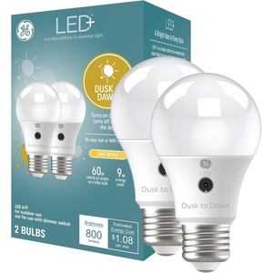 image:imageGE LED A19 Dusk to Dawn LED Light Bulb Automatic OnOff Outdoor Security Light Daylight 2 Pack
